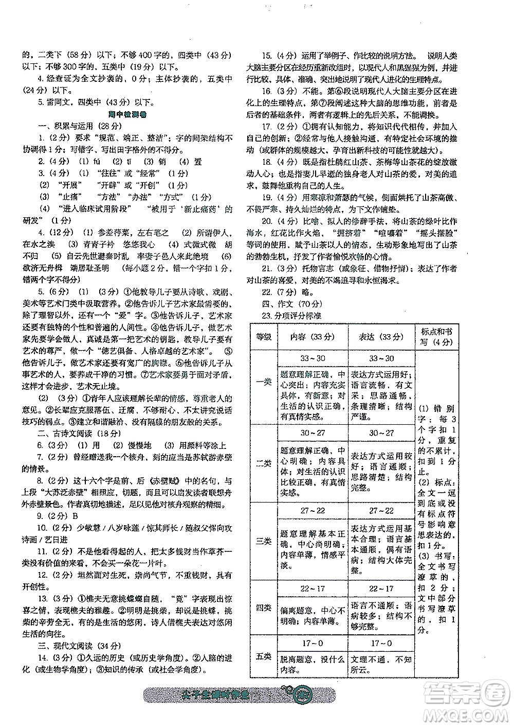 遼寧教育出版社2021尖子生課時(shí)作業(yè)八年級(jí)語文下冊(cè)人教版答案