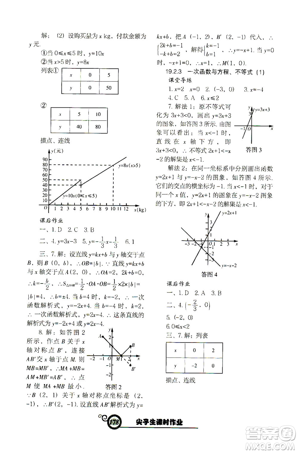 遼寧教育出版社2021尖子生課時作業(yè)八年級數(shù)學下冊人教版答案