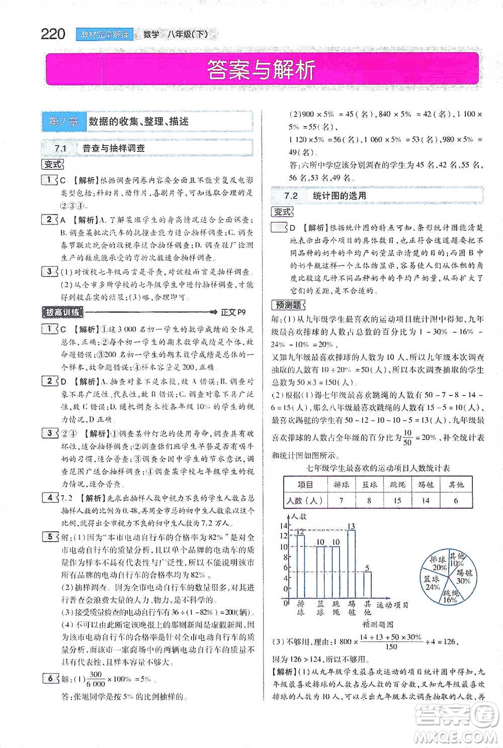 陜西師范大學出版總社2021初中教材完全解讀八年級下冊數(shù)學蘇科版參考答案