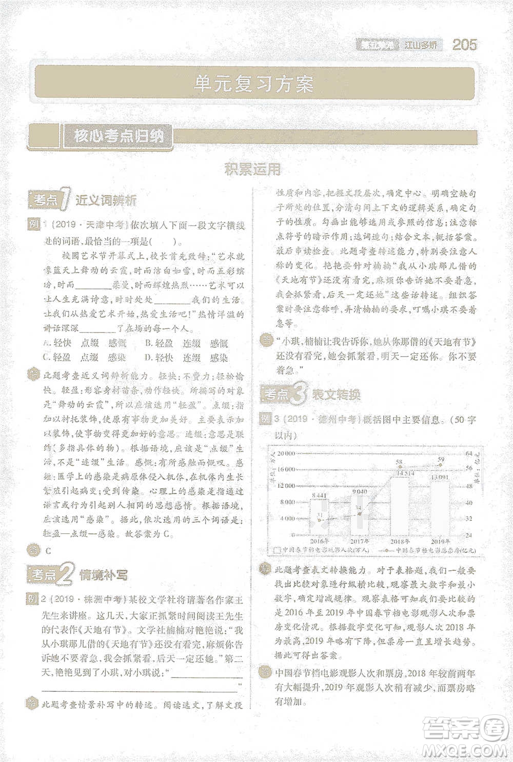 陜西師范大學出版總社2021初中教材完全解讀八年級下冊語文人教版參考答案