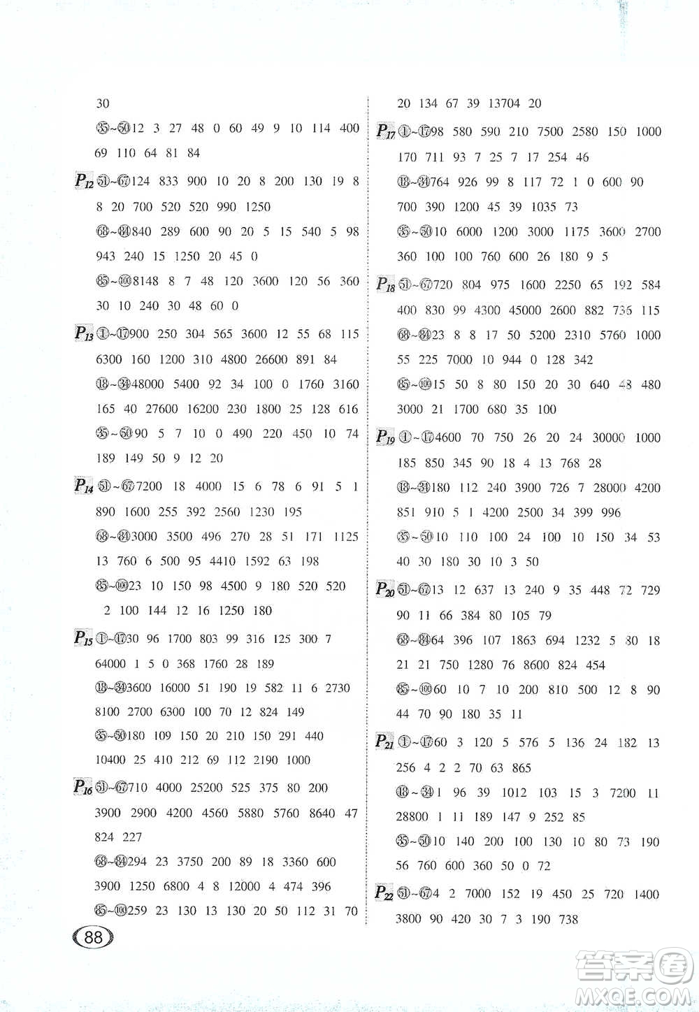 河北教育出版社2021每天100道口算題卡計(jì)時(shí)測(cè)評(píng)四年級(jí)下冊(cè)通用版參考答案