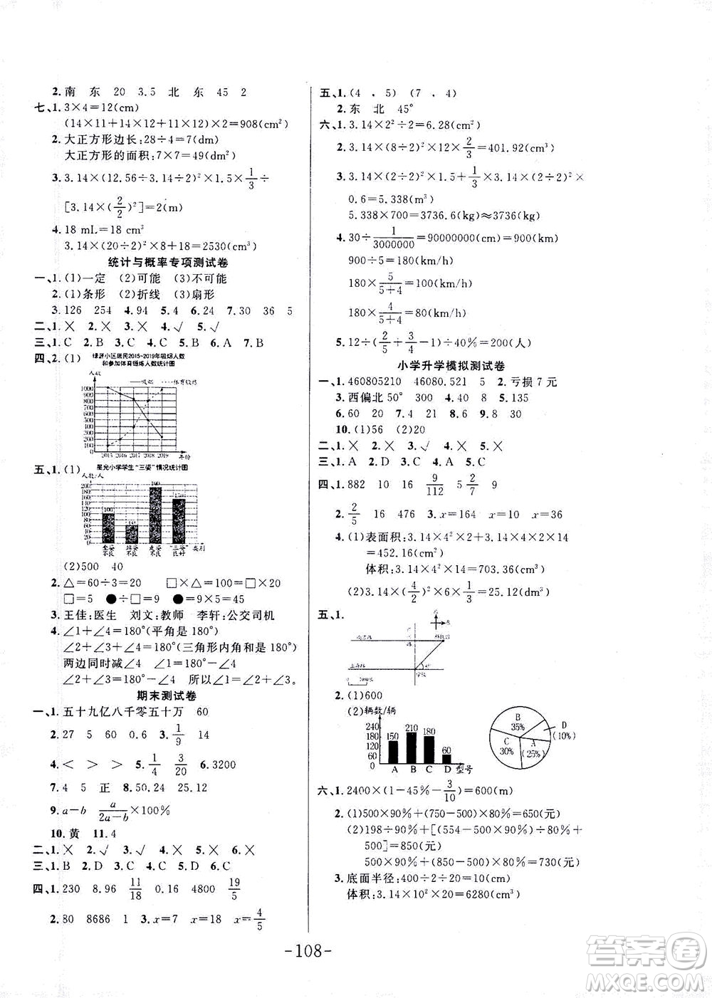 延邊大學(xué)出版社2021小狀元隨堂作業(yè)數(shù)學(xué)六年級下冊BS北師版答案