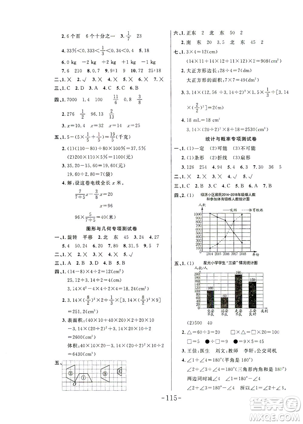 延邊大學出版社2021小狀元隨堂作業(yè)數(shù)學六年級下冊人教版答案