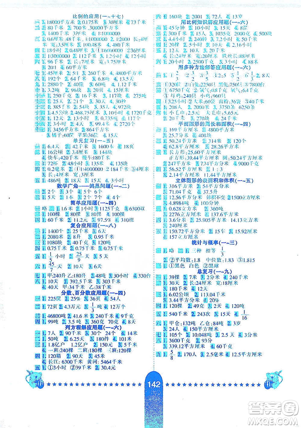 河北少年兒童出版社2021小學(xué)生10分鐘應(yīng)用題天天練六年級下冊人教版參考答案