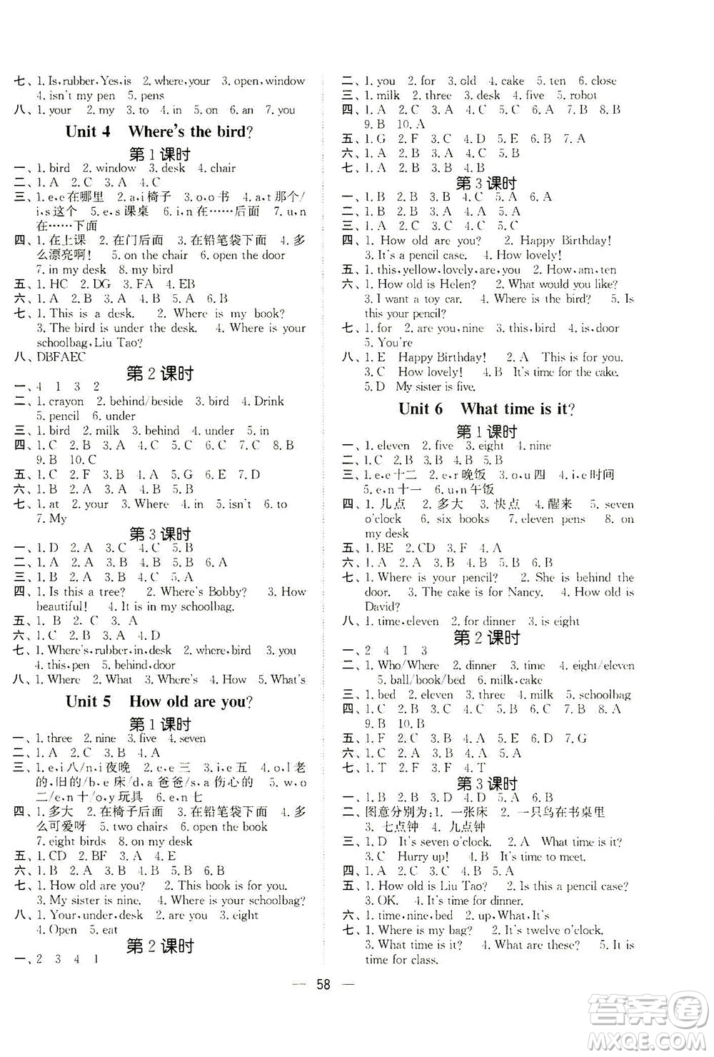 江蘇鳳凰美術(shù)出版社2021課時金練英語三年級3B江蘇版答案