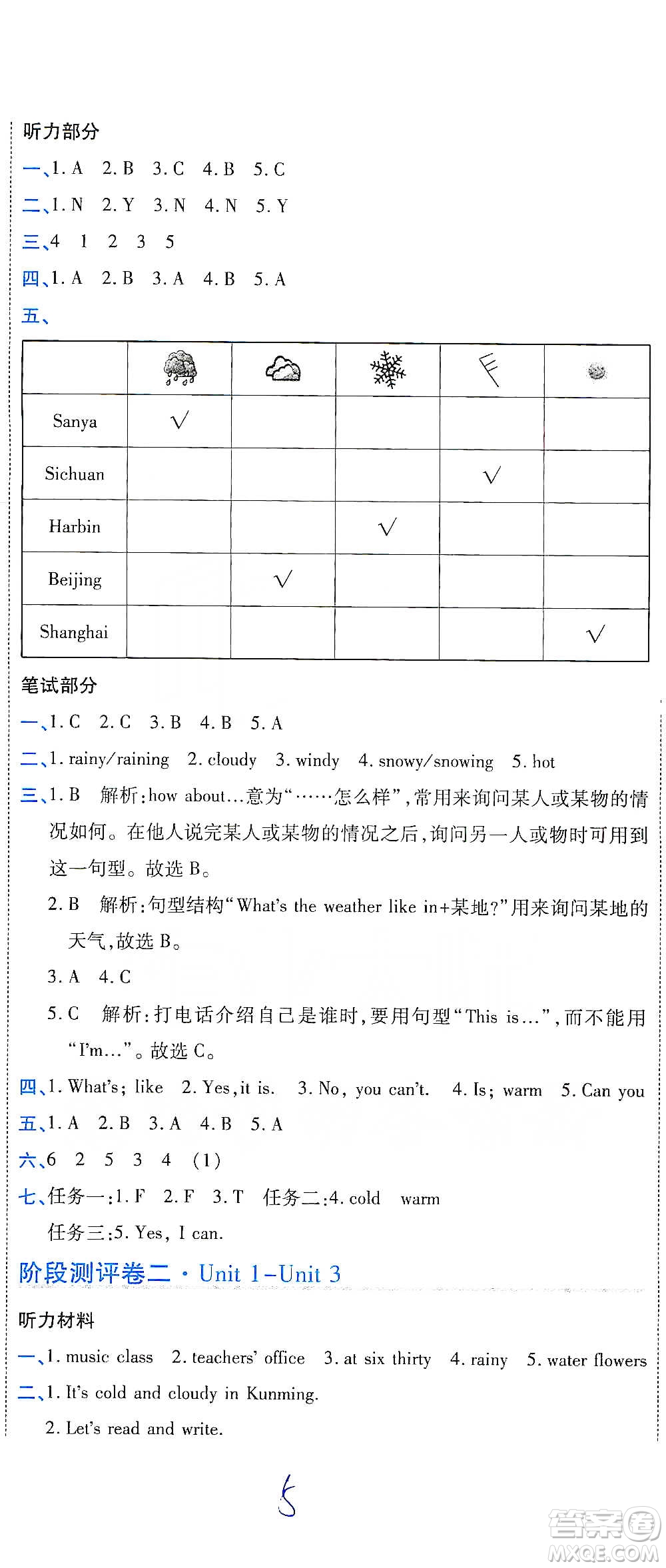 開(kāi)明出版社2021期末100分沖刺卷四年級(jí)下冊(cè)英語(yǔ)人教版參考答案