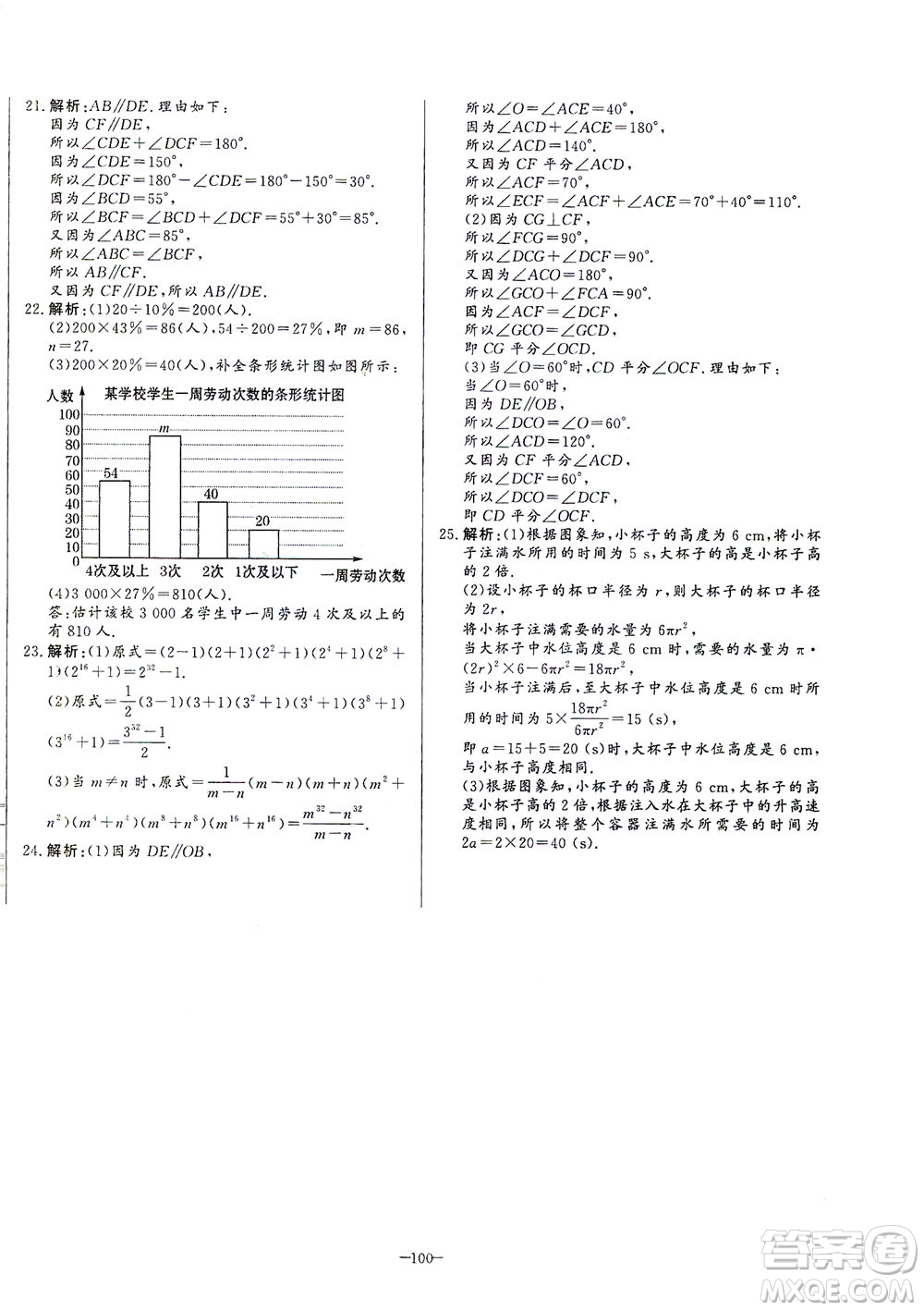 山東文藝出版社2021初中單元提優(yōu)測試卷六年級數(shù)學下冊魯教版五四學制答案