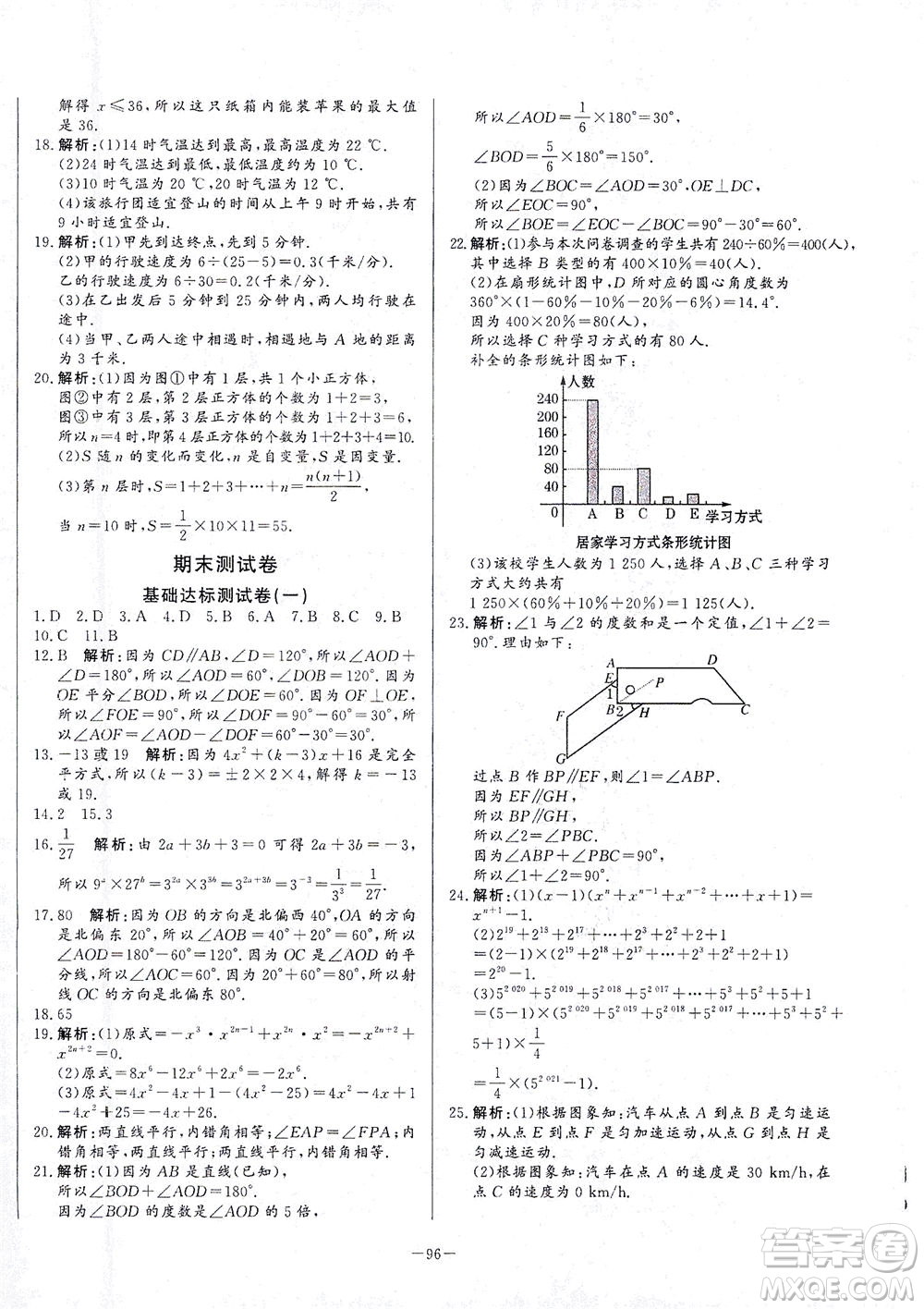 山東文藝出版社2021初中單元提優(yōu)測試卷六年級數(shù)學下冊魯教版五四學制答案