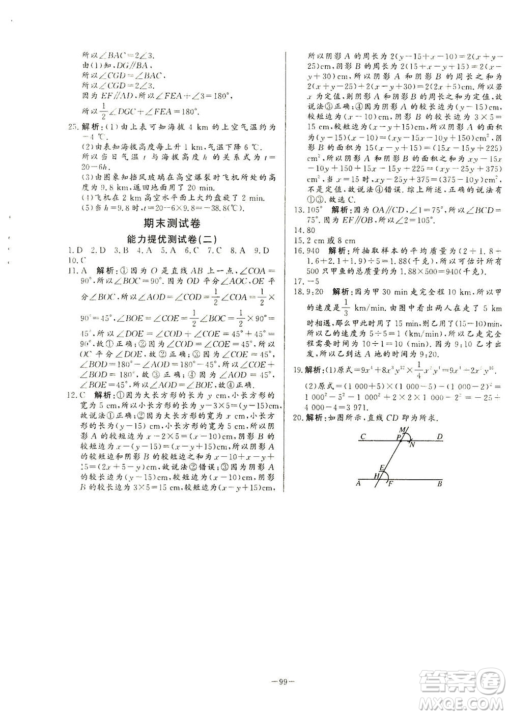 山東文藝出版社2021初中單元提優(yōu)測試卷六年級數(shù)學下冊魯教版五四學制答案