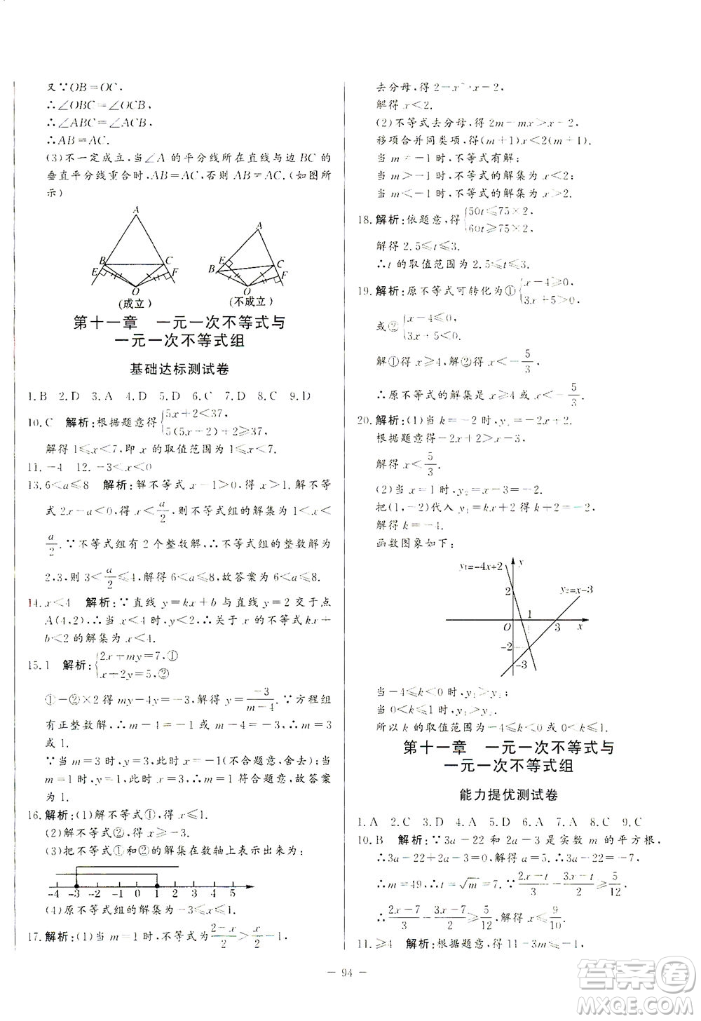 山東文藝出版社2021初中單元提優(yōu)測試卷七年級數(shù)學(xué)下冊魯教版五四學(xué)制答案