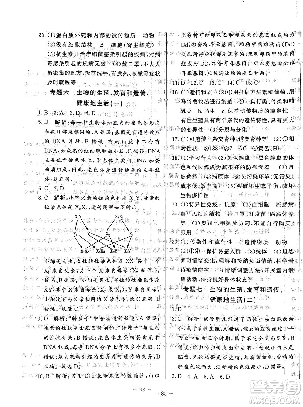 山東文藝出版社2021初中單元提優(yōu)測試卷八年級生物下冊魯教版五四學(xué)制答案