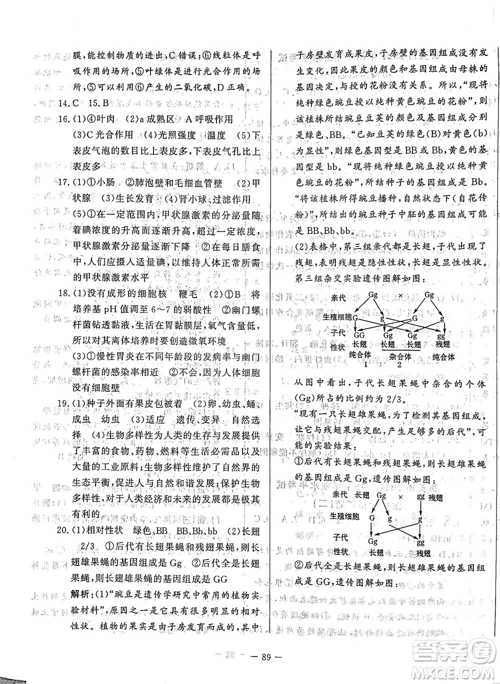 山東文藝出版社2021初中單元提優(yōu)測試卷八年級生物下冊魯教版五四學(xué)制答案