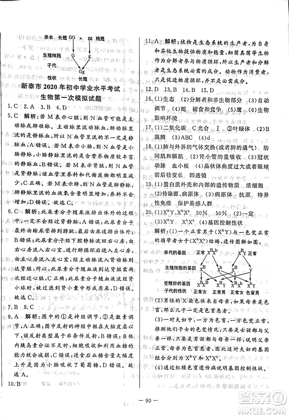 山東文藝出版社2021初中單元提優(yōu)測試卷八年級生物下冊魯教版五四學(xué)制答案