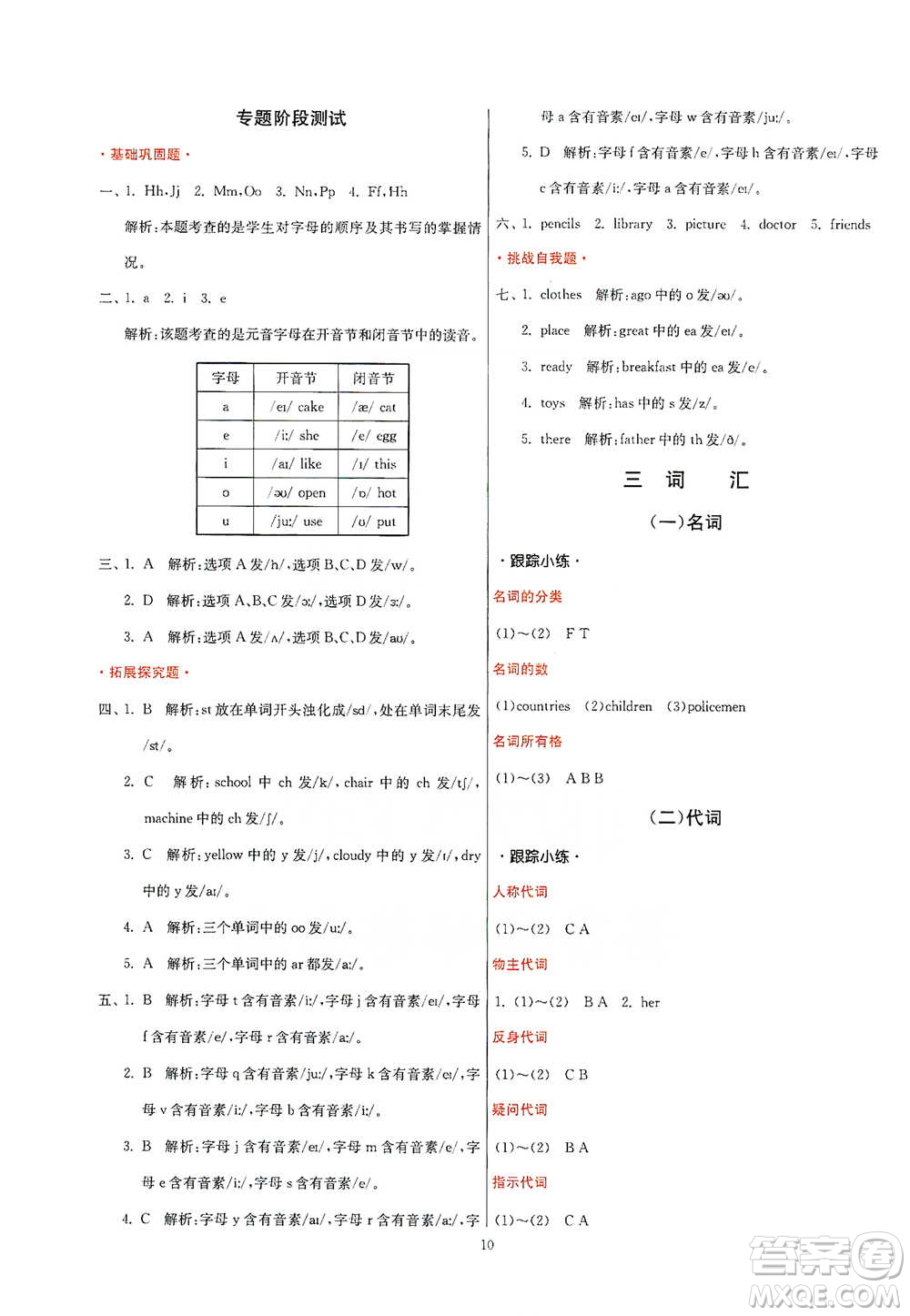 江蘇人民出版社2021實驗班小學(xué)畢業(yè)總復(fù)習(xí)英語人教版參考答案