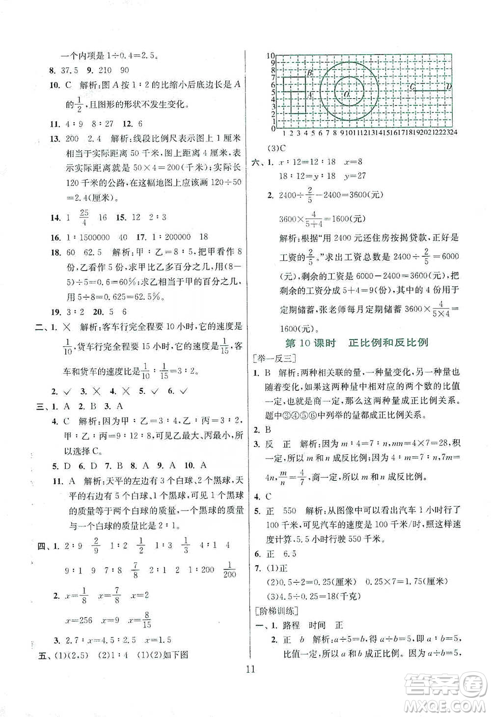 江蘇人民出版社2021實(shí)驗(yàn)班小學(xué)畢業(yè)總復(fù)習(xí)數(shù)學(xué)參考答案