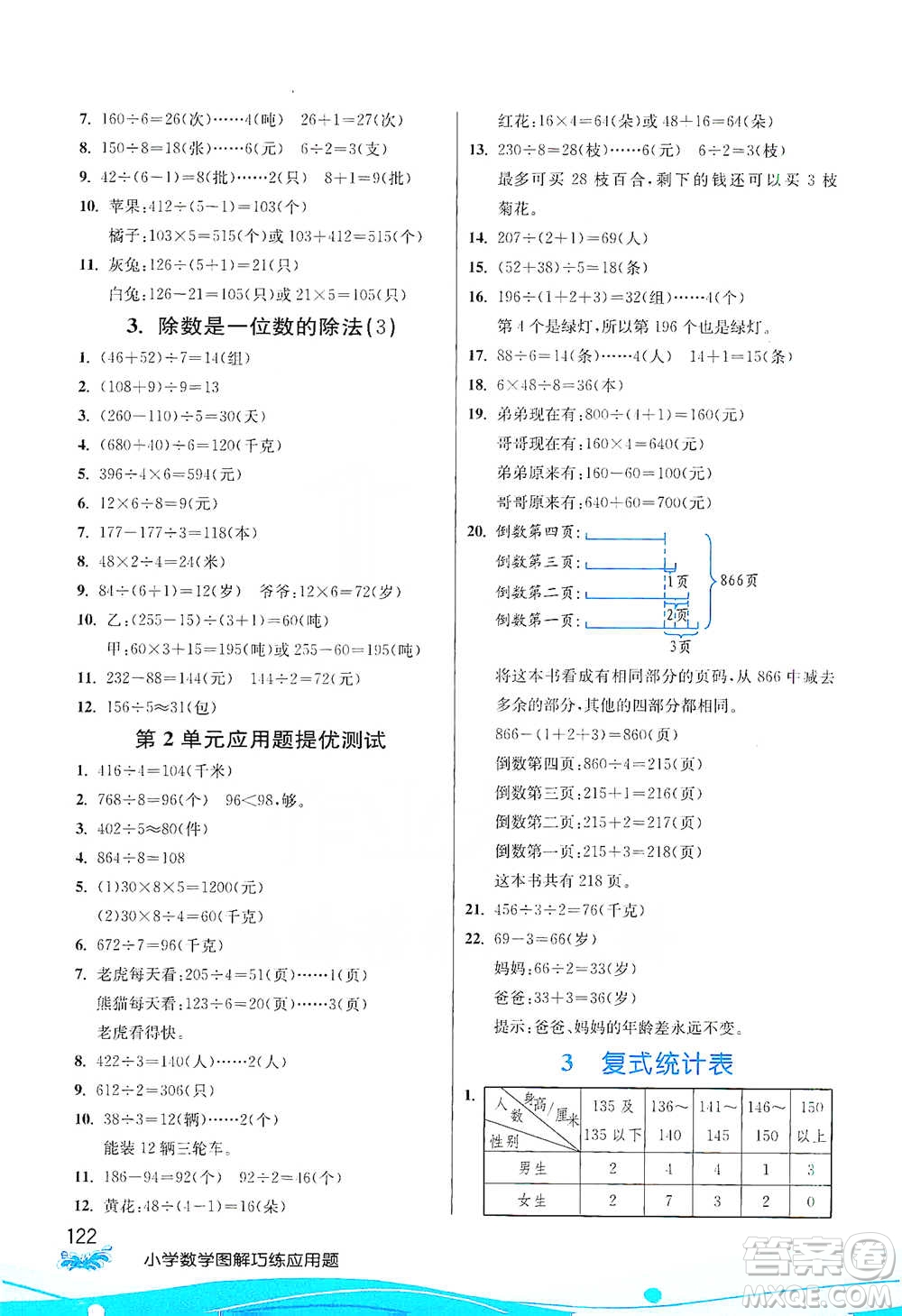 江蘇人民出版社2021小學(xué)數(shù)學(xué)圖解巧練應(yīng)用題三年級下冊人教版參考答案