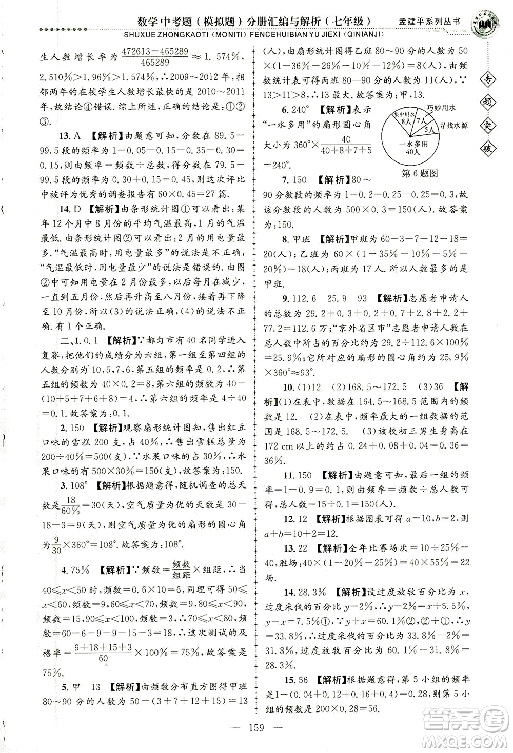 浙江工商大學(xué)出版社2021專題突破中考題（模擬題）分冊匯編與解析七年級數(shù)學(xué)答案