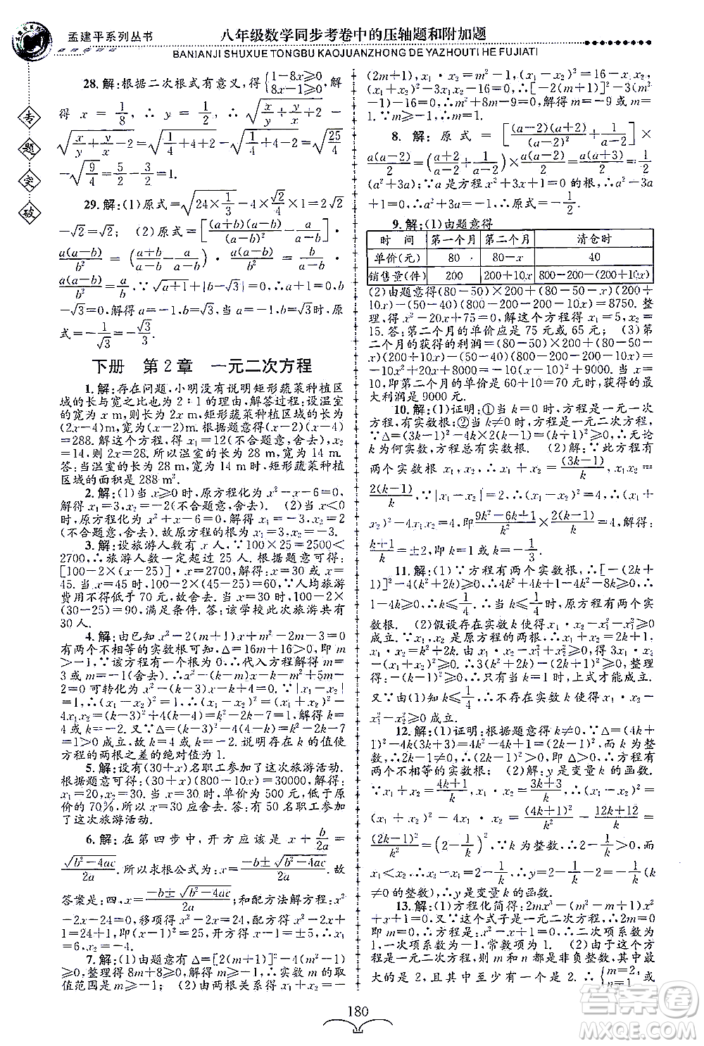 浙江工商大學(xué)出版社2021專(zhuān)題突破同步考卷中的壓軸題和附加題八年級(jí)數(shù)學(xué)答案