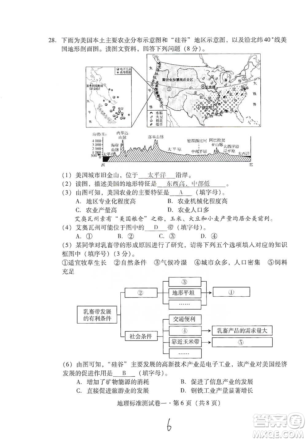 云南教育出版社2021優(yōu)佳學(xué)案云南省初中學(xué)業(yè)水平考試標(biāo)準(zhǔn)測(cè)試卷地理參考答案