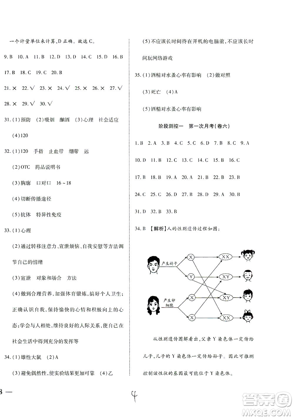 河北教育出版社2021省考標準卷八年級生物下冊人教版答案