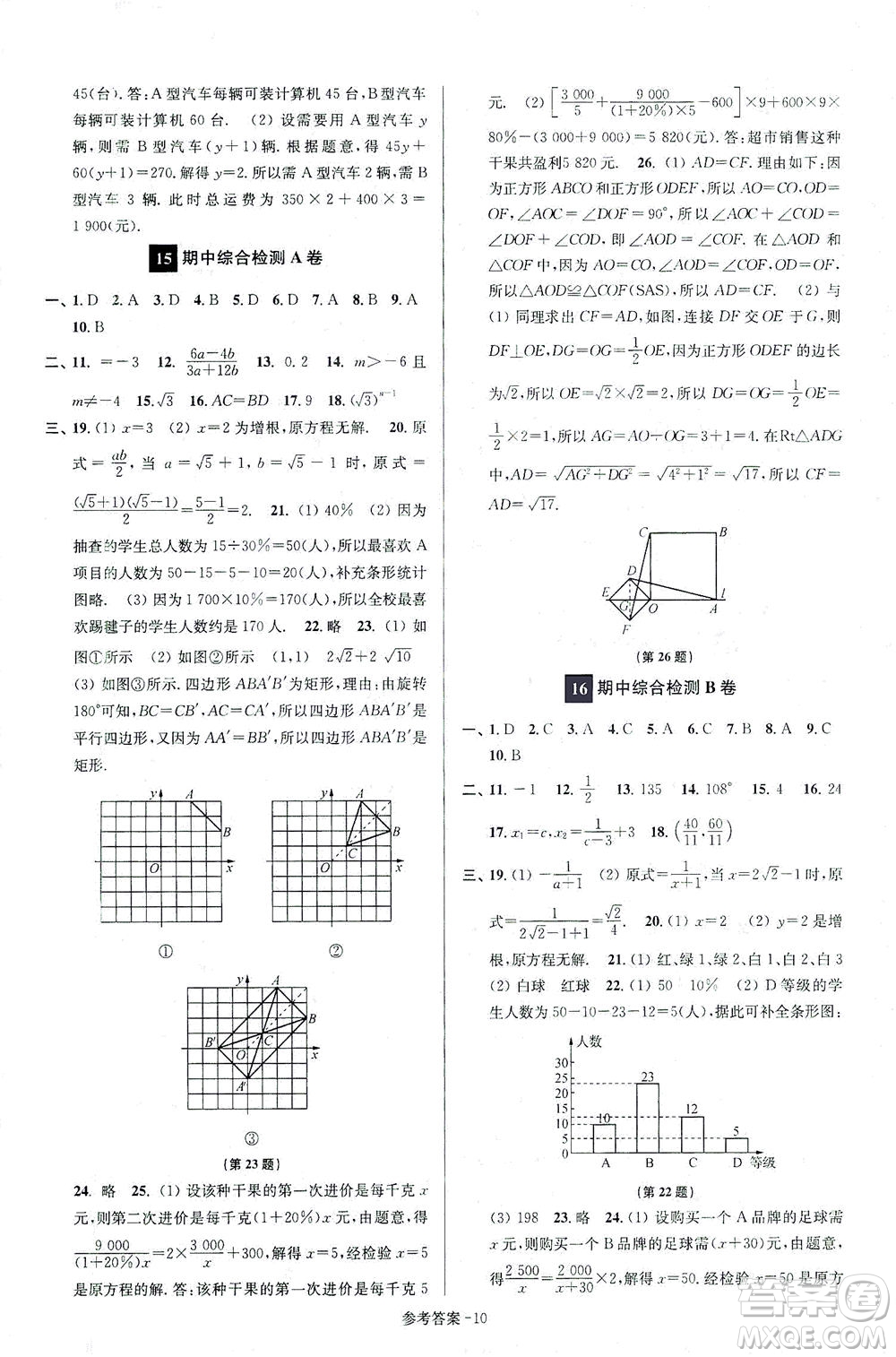 江蘇鳳凰美術(shù)出版社2021搶先起跑大試卷八年級數(shù)學(xué)下冊江蘇版答案