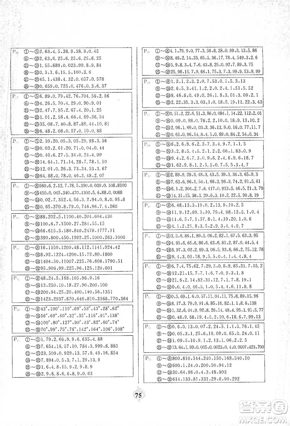 延邊大學(xué)出版社2021計(jì)算小能手口算題卡四年級下冊人教版參考答案