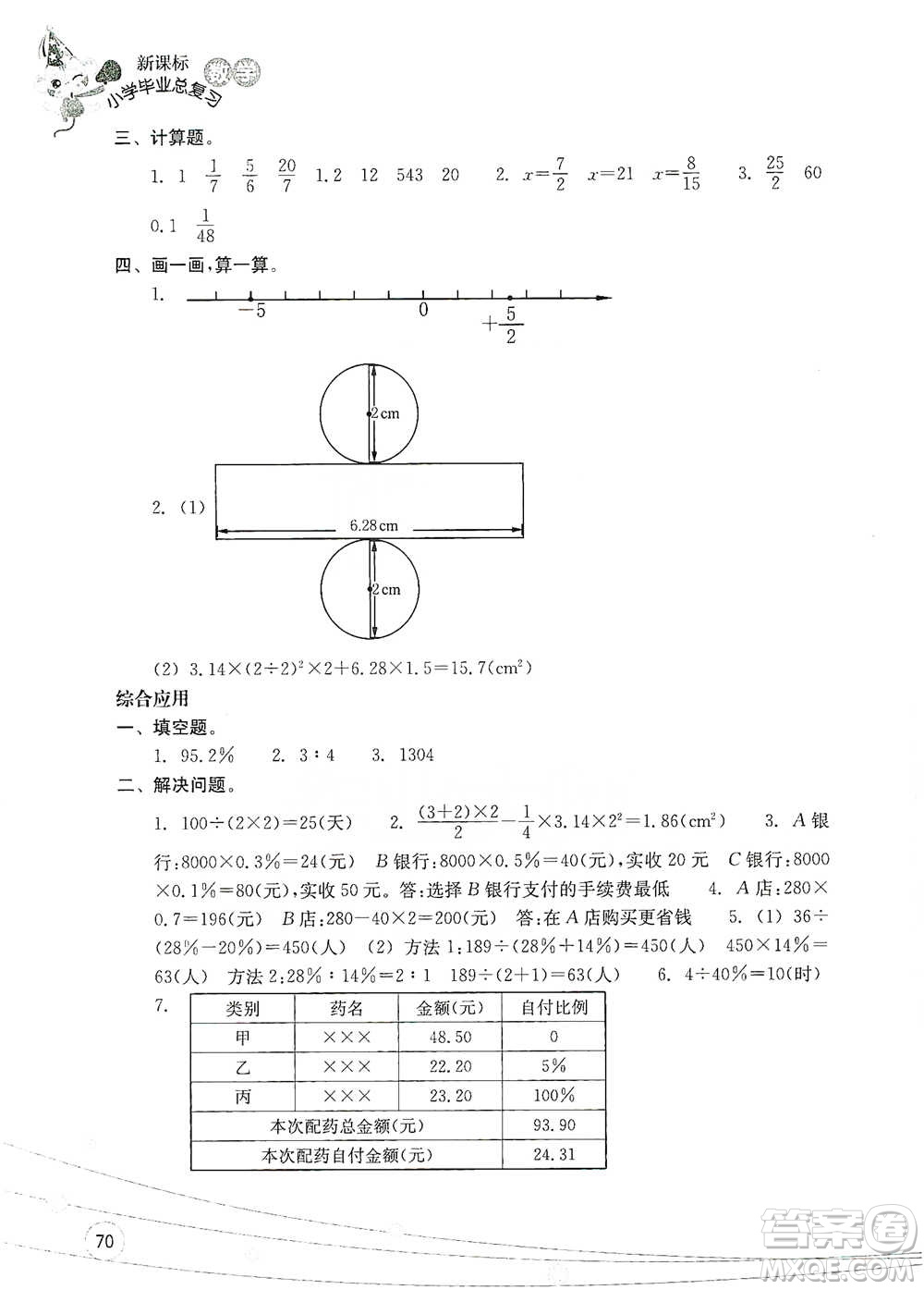 浙江教育出版社2021小學畢業(yè)總復習數學參考答案