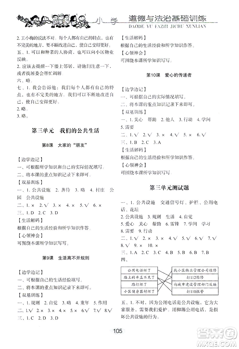 山東教育出版社2021小學(xué)基礎(chǔ)訓(xùn)練三年級(jí)道德與法治下冊(cè)答案