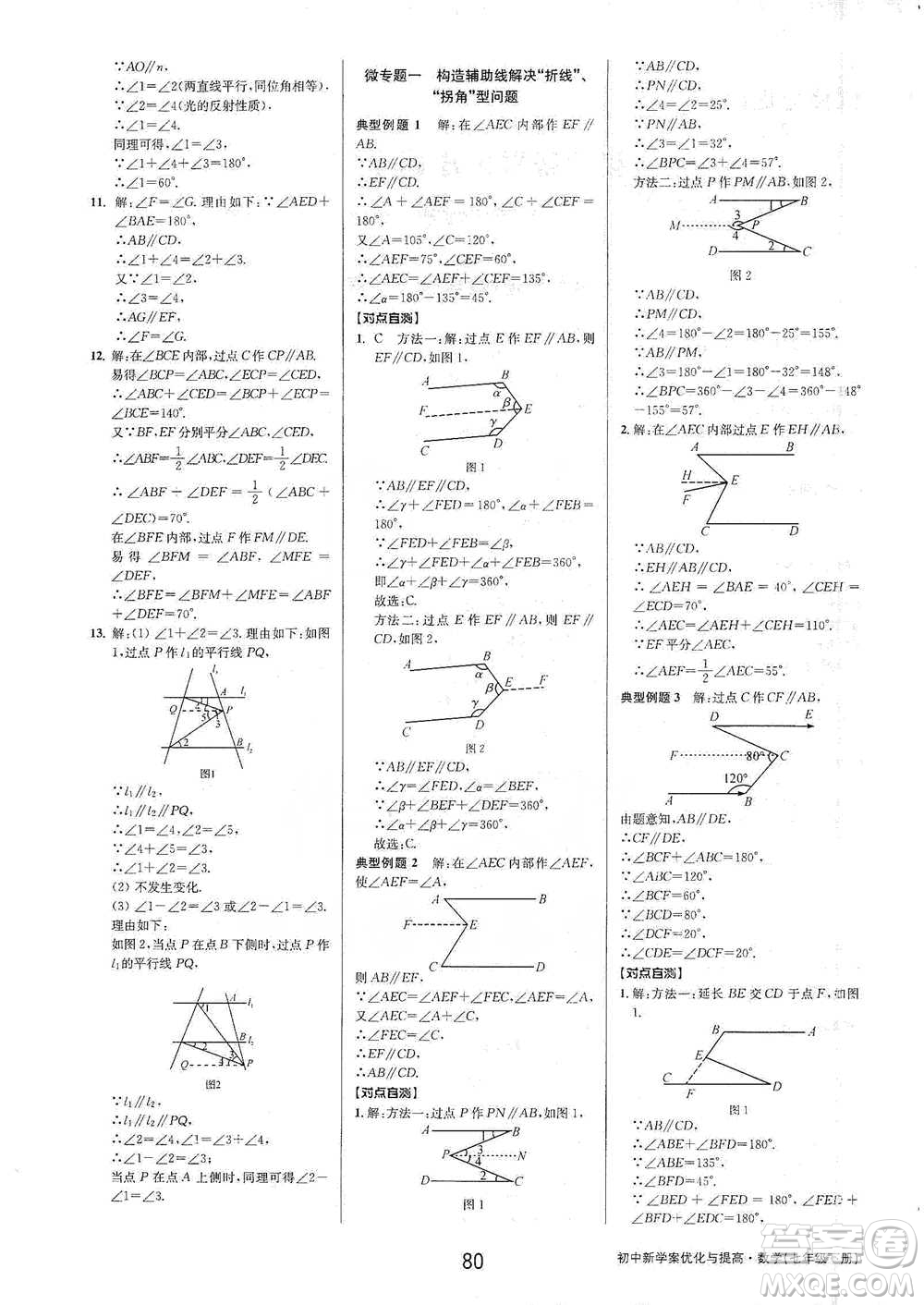 天津科學(xué)技術(shù)出版社2021初中新學(xué)案優(yōu)化與提高數(shù)學(xué)七年級下冊參考答案