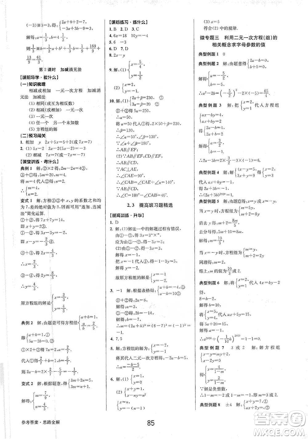 天津科學(xué)技術(shù)出版社2021初中新學(xué)案優(yōu)化與提高數(shù)學(xué)七年級下冊參考答案