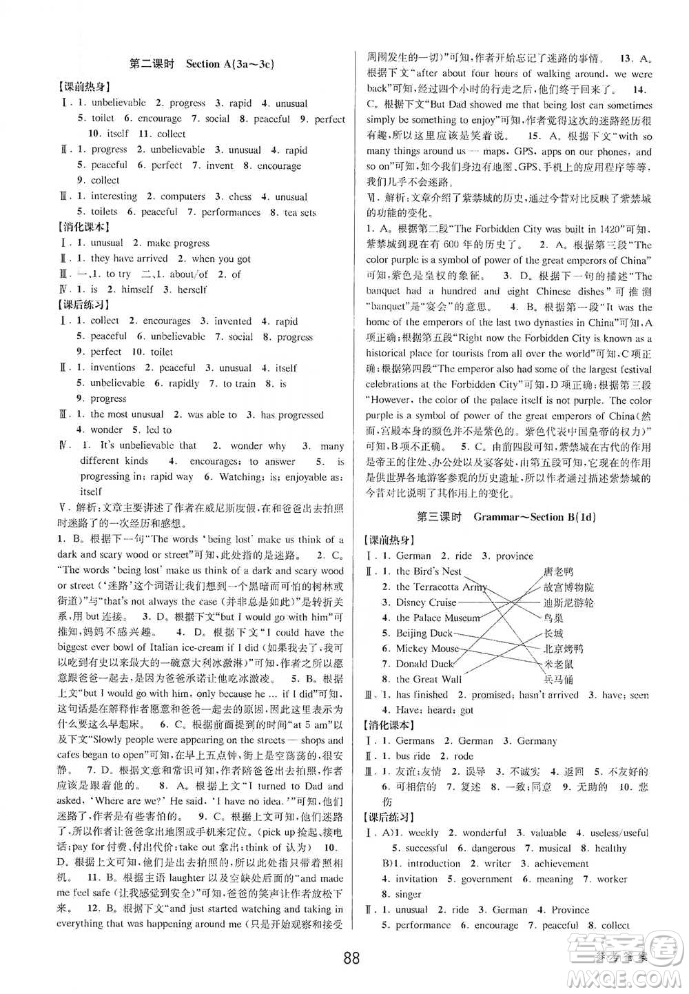 天津科學(xué)技術(shù)出版社2021初中新學(xué)案優(yōu)化與提高英語八年級下冊課后練習(xí)本參考答案