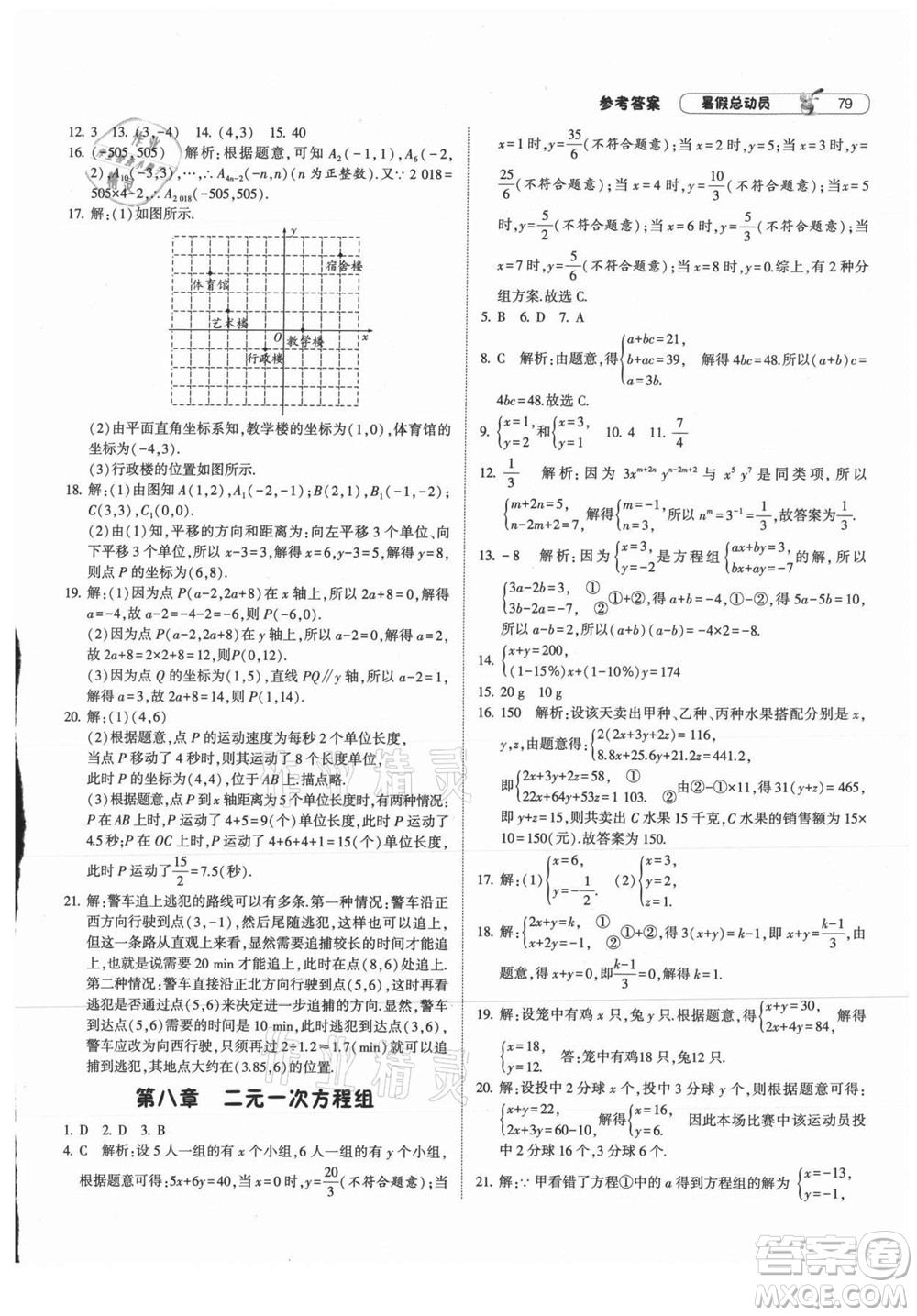 寧夏人民教育出版社2021經(jīng)綸學(xué)典暑假總動(dòng)員數(shù)學(xué)七年級(jí)RJ人教版答案