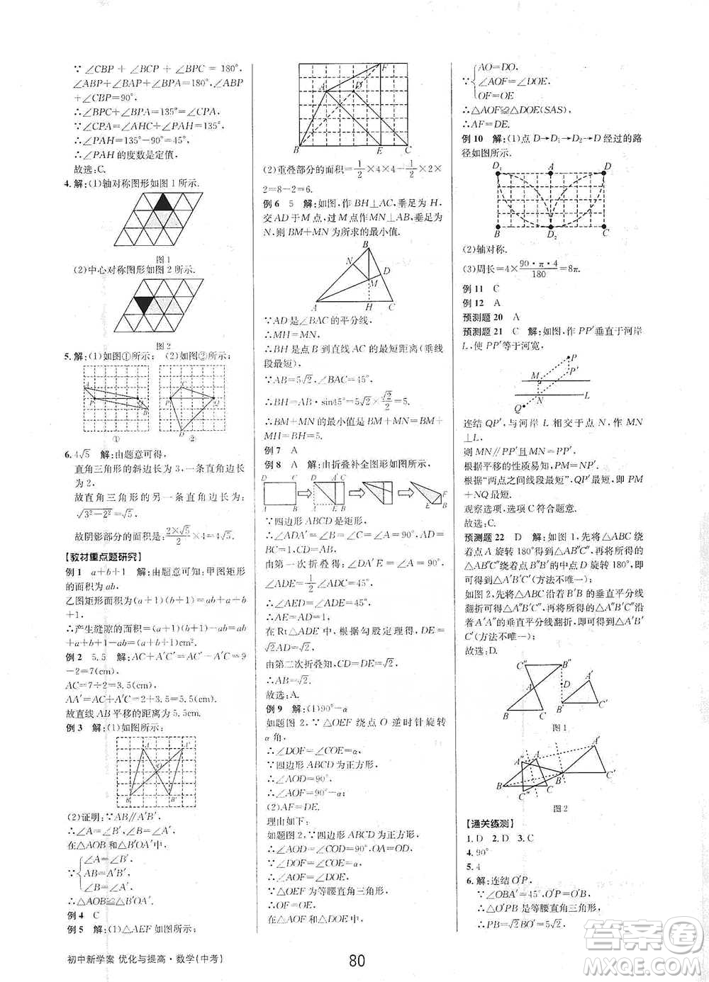 天津科學(xué)技術(shù)出版社2021初中新學(xué)案優(yōu)化與提高數(shù)學(xué)中考總復(fù)習(xí)參考答案