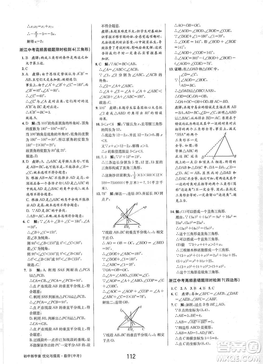 天津科學(xué)技術(shù)出版社2021初中新學(xué)案優(yōu)化與提高數(shù)學(xué)中考總復(fù)習(xí)參考答案