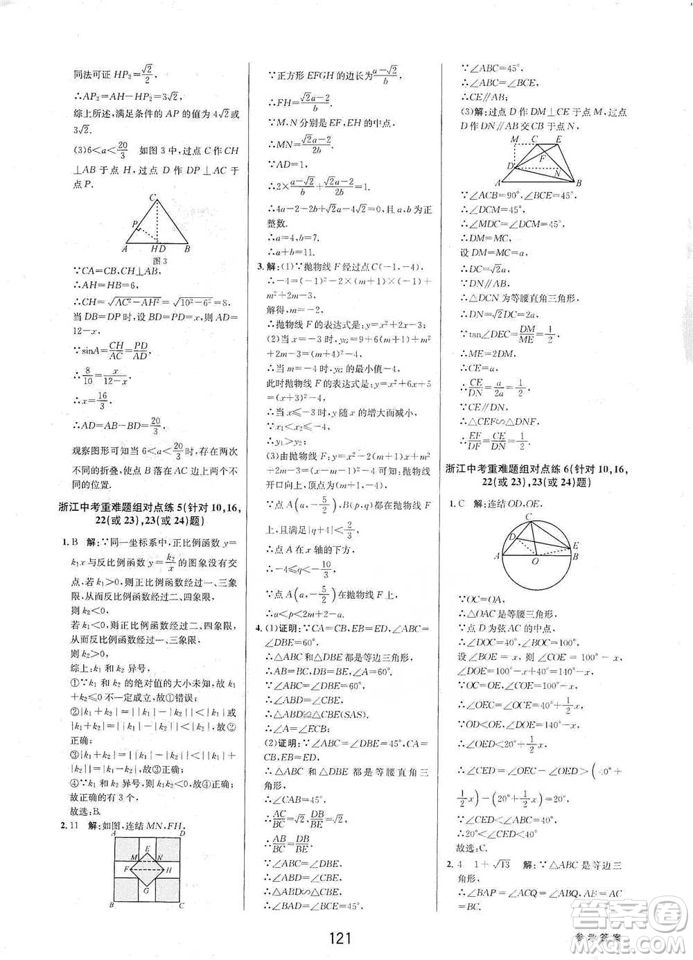 天津科學(xué)技術(shù)出版社2021初中新學(xué)案優(yōu)化與提高數(shù)學(xué)中考總復(fù)習(xí)參考答案