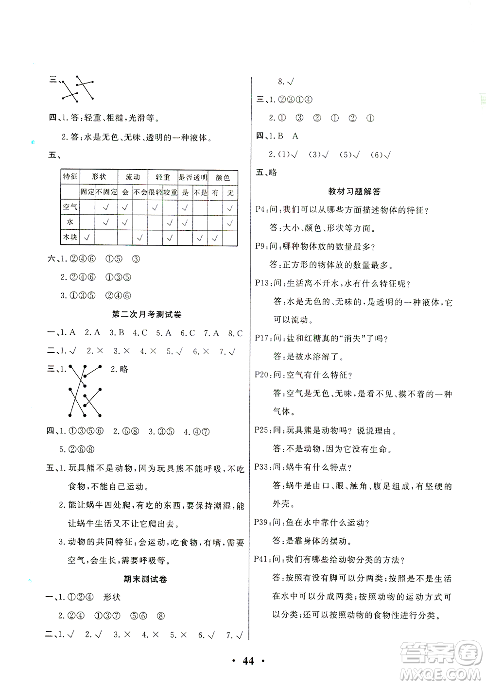 天津科學(xué)技術(shù)出版社2021一路菁英科學(xué)大全一年級(jí)下冊(cè)教科版答案