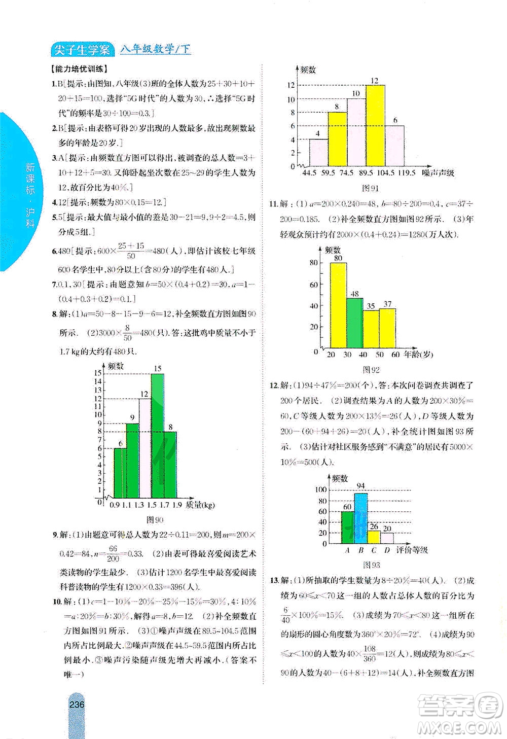 吉林人民出版社2021尖子生學(xué)案數(shù)學(xué)八年級下新課標滬科版答案