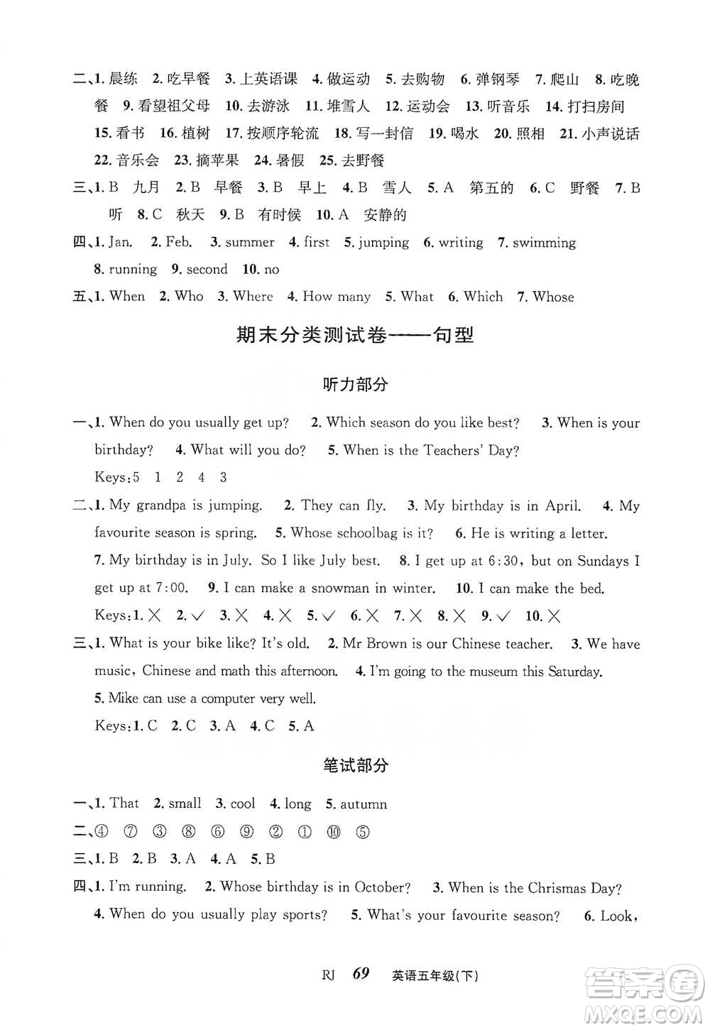 云南科技出版社2021創(chuàng)新成功學(xué)習(xí)同步導(dǎo)學(xué)五年級(jí)下冊(cè)英語(yǔ)人教版參考答案