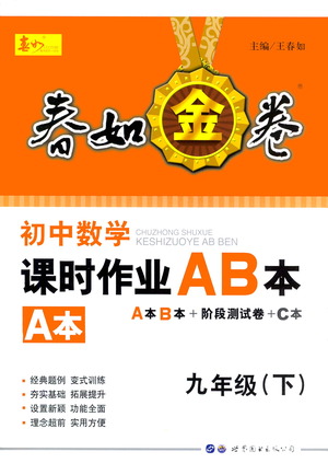 世界圖書出版公司2021春如金卷初中數(shù)學(xué)課時(shí)作業(yè)AB本九年級(jí)下冊(cè)A本答案