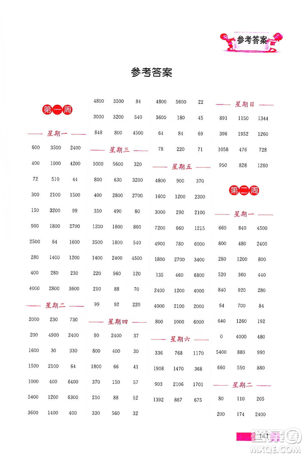 江蘇鳳凰美術出版社2021超能學典小學數(shù)學計算高手三年級下冊江蘇版參考答案