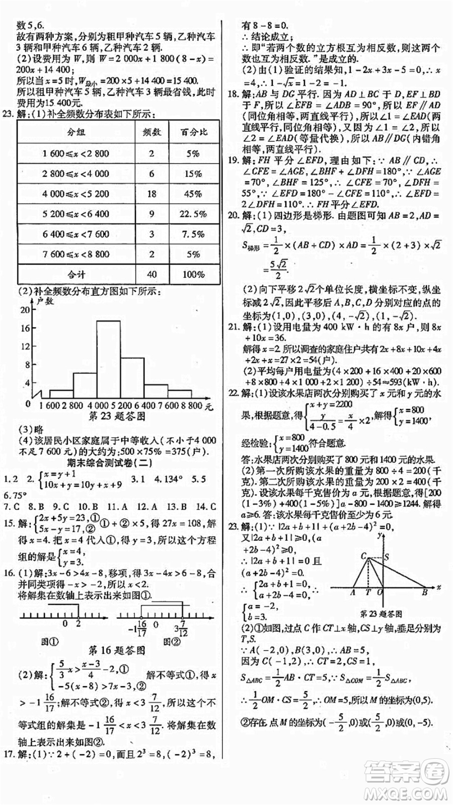 云南美術(shù)出版社2021本土假期總復(fù)習(xí)暑假七年級數(shù)學(xué)人教版參考答案