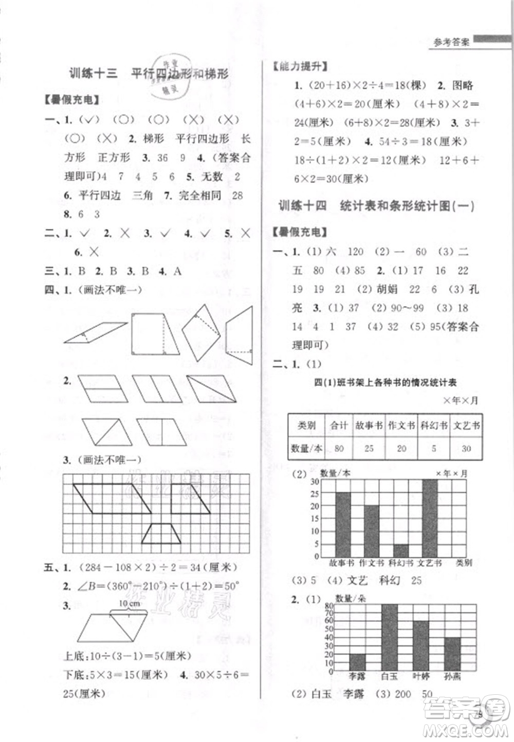 江蘇鳳凰少年兒童出版社2021小學數(shù)學暑假接力棒四升五年級江蘇版答案