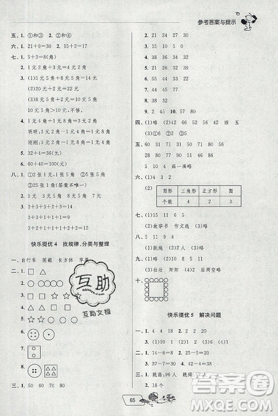 江蘇人民出版社2021實驗班提優(yōu)訓(xùn)練暑假銜接數(shù)學(xué)一升二年級RMJY人民教育版答案