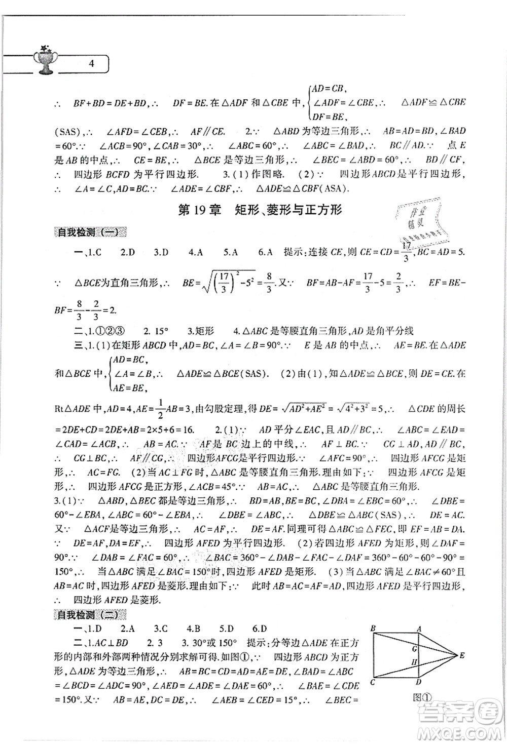 大象出版社2021數(shù)學(xué)英語物理地理生物合訂本暑假作業(yè)本八年級參考答案