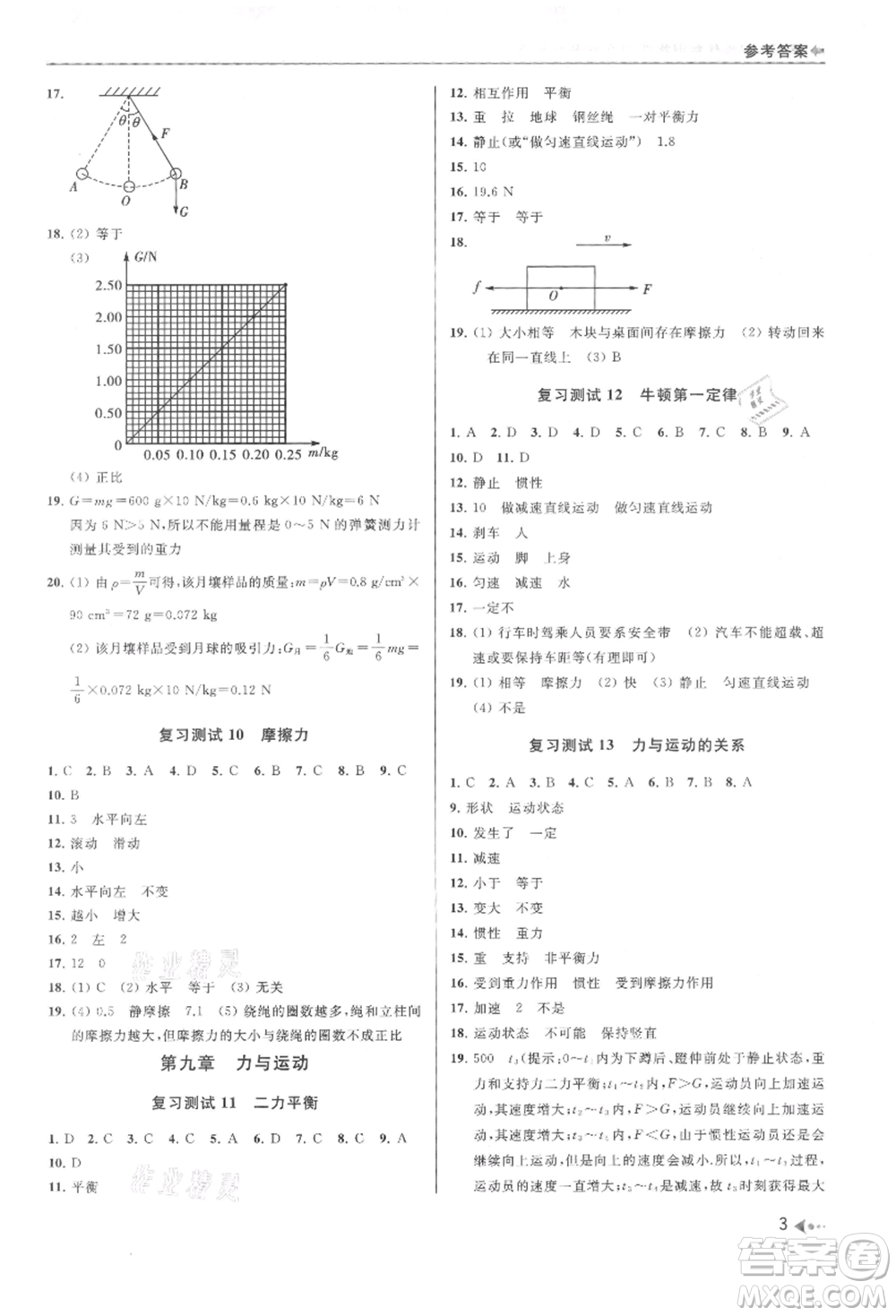 南京出版社2021暑期銜接培優(yōu)集訓(xùn)八年級物理蘇科版參考答案