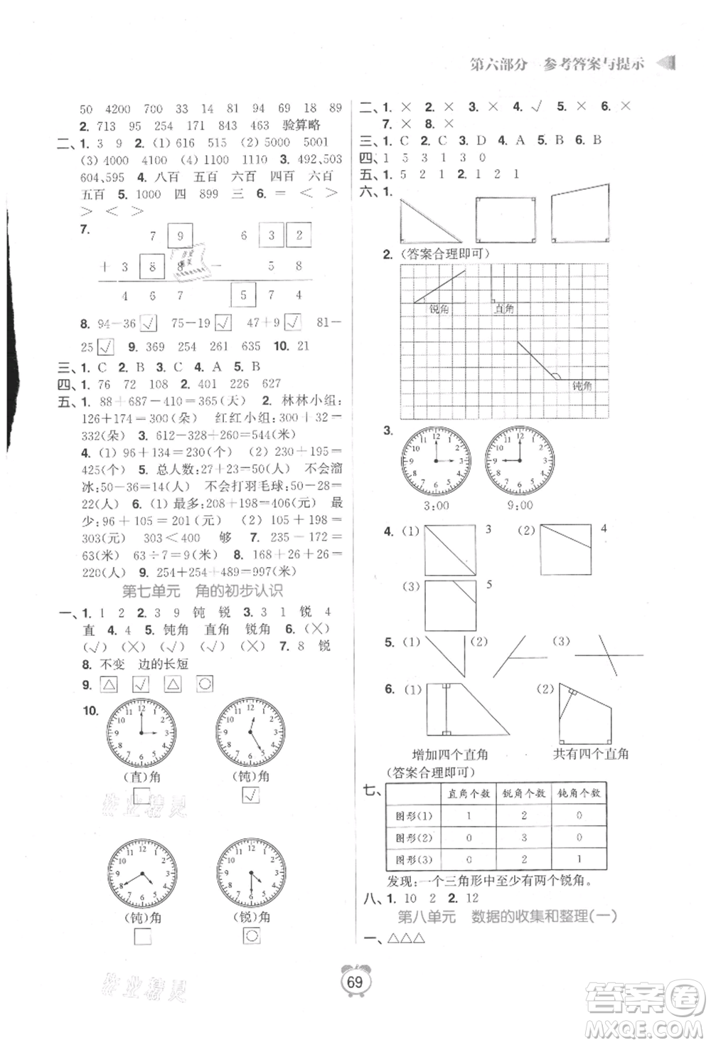 江蘇鳳凰美術(shù)出版社2021超能學(xué)典暑假銜接優(yōu)學(xué)練二年級(jí)數(shù)學(xué)江蘇版參考答案