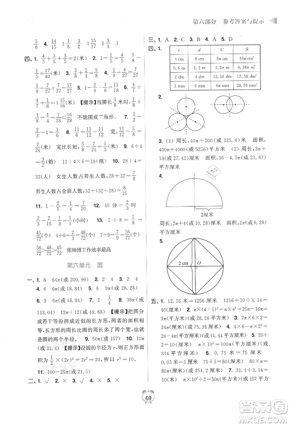 江蘇鳳凰美術出版社2021超能學典暑假銜接優(yōu)學練五年級數(shù)學江蘇版參考答案