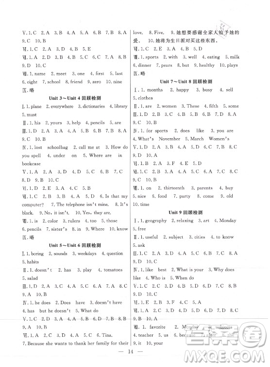 合肥工業(yè)大學出版社2021暑假總動員七年級英語RJ人教版答案