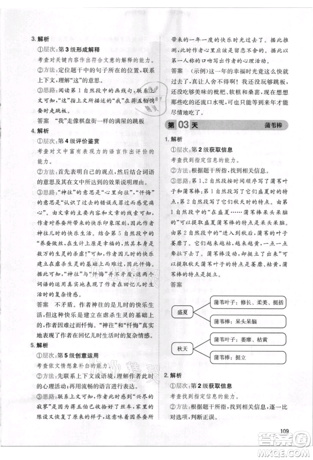 湖南教育出版社2021一本小學語文暑假閱讀四升五參考答案