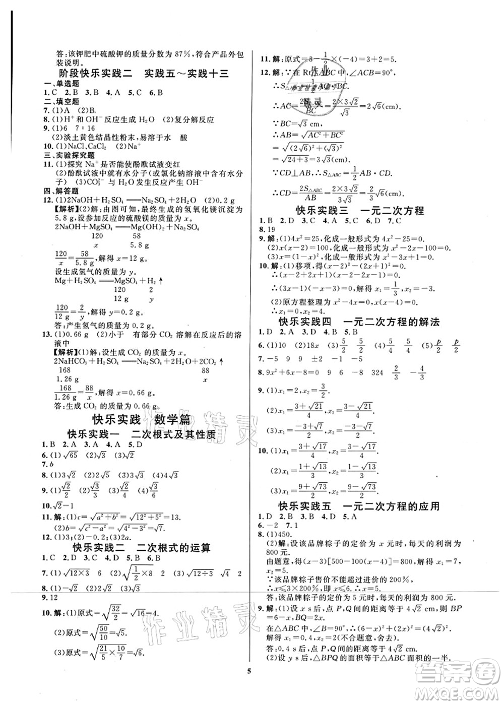 延邊教育出版社2021快樂實(shí)踐暑假作業(yè)八年級勞育安全與數(shù)理答案